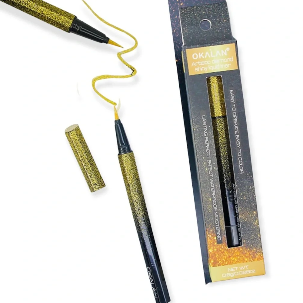 Okalan Artistic Diamond Shiny Liquid Waterproof Glitter Liner in Gold